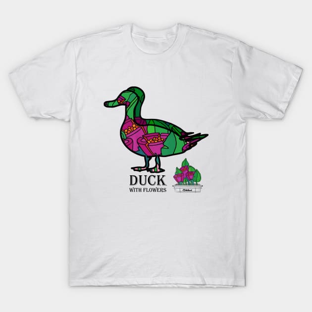 Duck With Flowers T-Shirt by StefanStettner